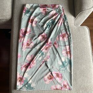 Express High Waisted Wrap Satin Skirt
